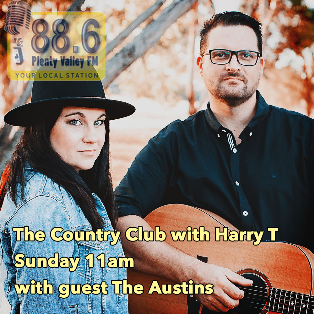 PlentyValleyFM's tweet photo. This Sunday's Country Club sees host Harry T chatting with @TheAustinsDuo, a husband &amp; wife duo from Sth Australia

Tune in from 11am to hear the conversation, plus three hours of great Country tunes!

ONLY ON 88.6 PLENTY VALLEY FM &amp; online at https://t.co/bvno9WYu8C https://t.co/RksykihyPq