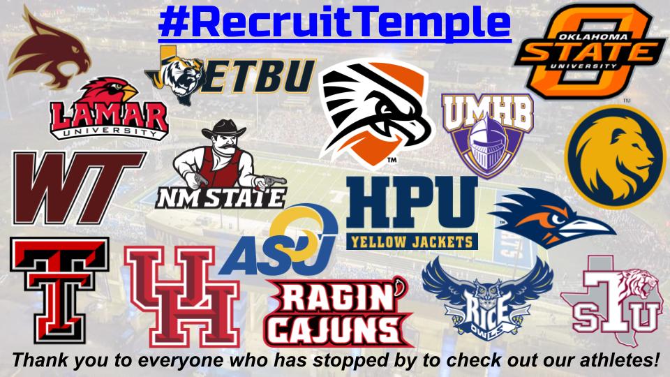 _Recruit_Temple's tweet photo. Thank you to all the college coaches who stopped by last week. So many 👀👀on the Wildcats from all levels of college football! #RecruitTemple #TTT @OttTempleISD @CoachStew_TTR https://t.co/xfXAIzyDf6