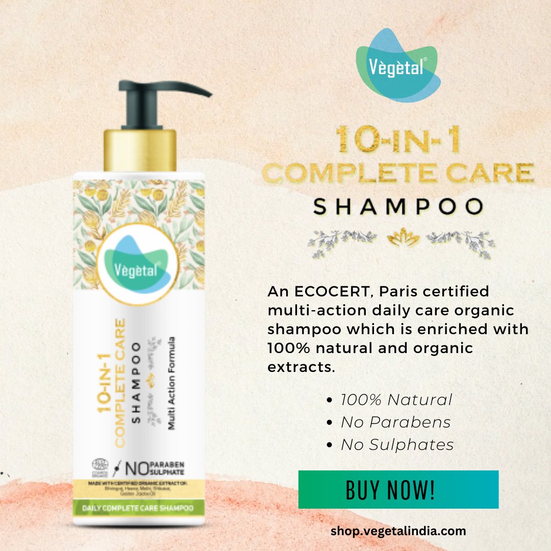 You require 10 times better protection from the constantly rising pollution damaging your hair. Therefore, use 100% natural Vegetal 10-in-1 shampoo made from pure natural extracts 
bit.ly/vegetal-shampoo
#vegetal #organicshampoo #haircare #certifiedorganic #hairfall