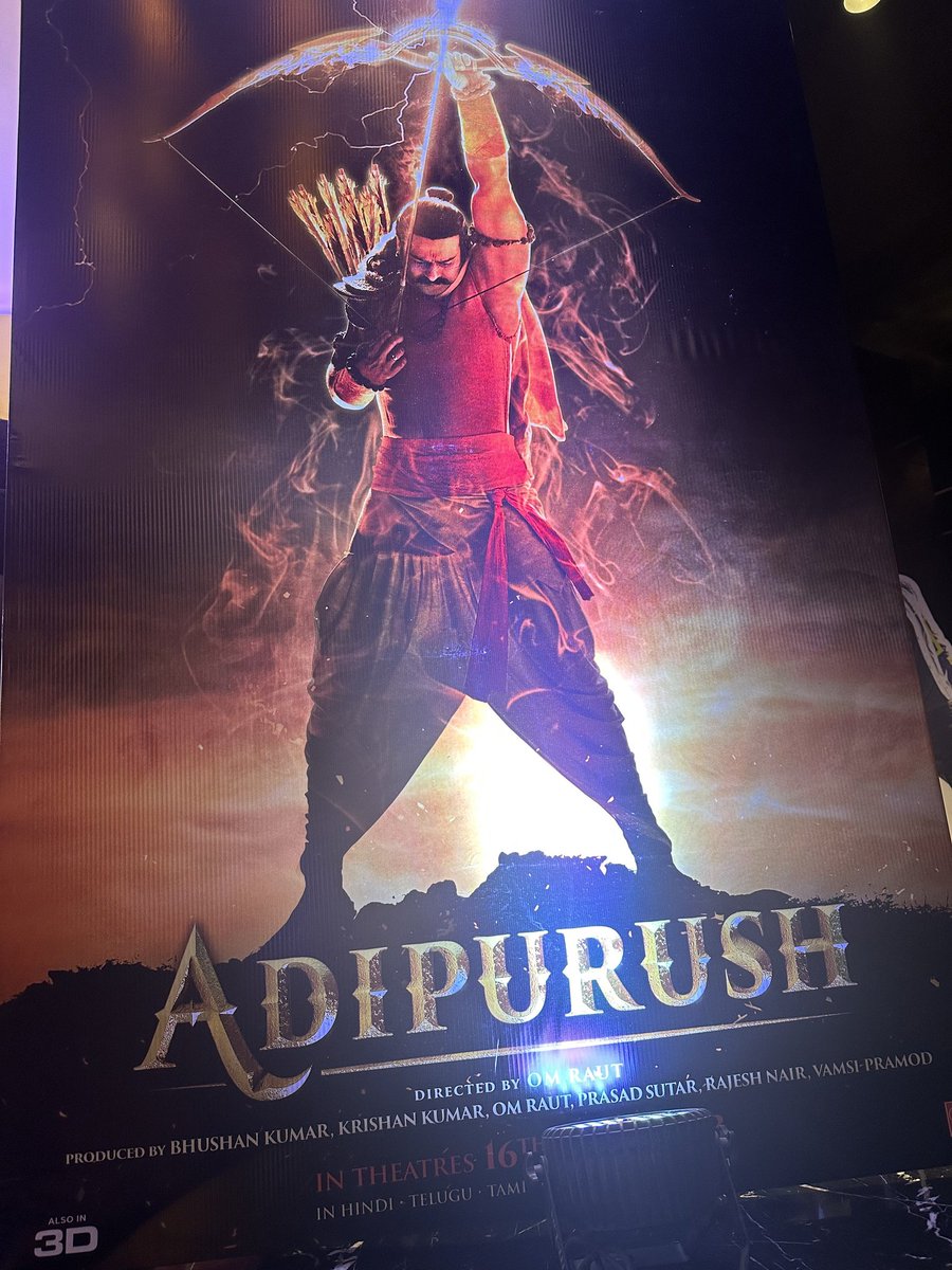 TrendsPrabhas's tweet photo. Extraordinary first reactions for #AdipurushTrailer from film circles media and fans who watched the trailer, applauding it's well crafted cut and astounding execution of technical aspects and dialogues. The 3D quality and visuals are spellbound and trailer left everyone in awe with #Prabhas as Parakrama Rama is a major highlight. It increases the curiosity and multiplies the expectations to manifold and makes everyone left wanting for more. Rebelstar #Prabhas in and as #Adipurush 🏹 June 16 2023! 🔥💥