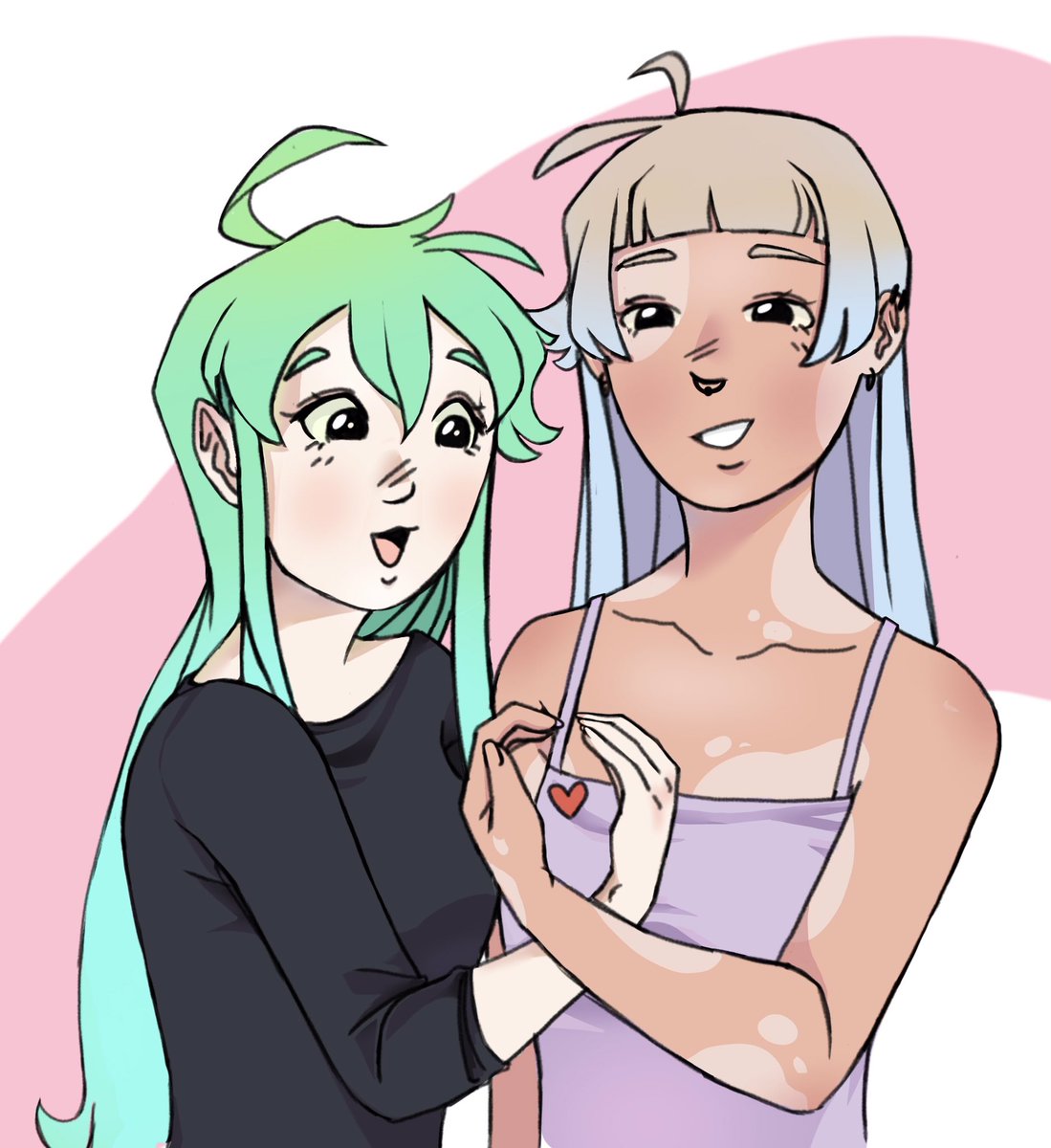 OhhhMikrobe's tweet photo. Besties 👯‍♀️ Since i’m waiting for the next episodes to release, i drew them 

Characters from 
Down To Earth (WEBTOON) - Zaida and Suzy 
—
#Webtoon #DownToEarth #Fanart https://t.co/aHappbcqBA