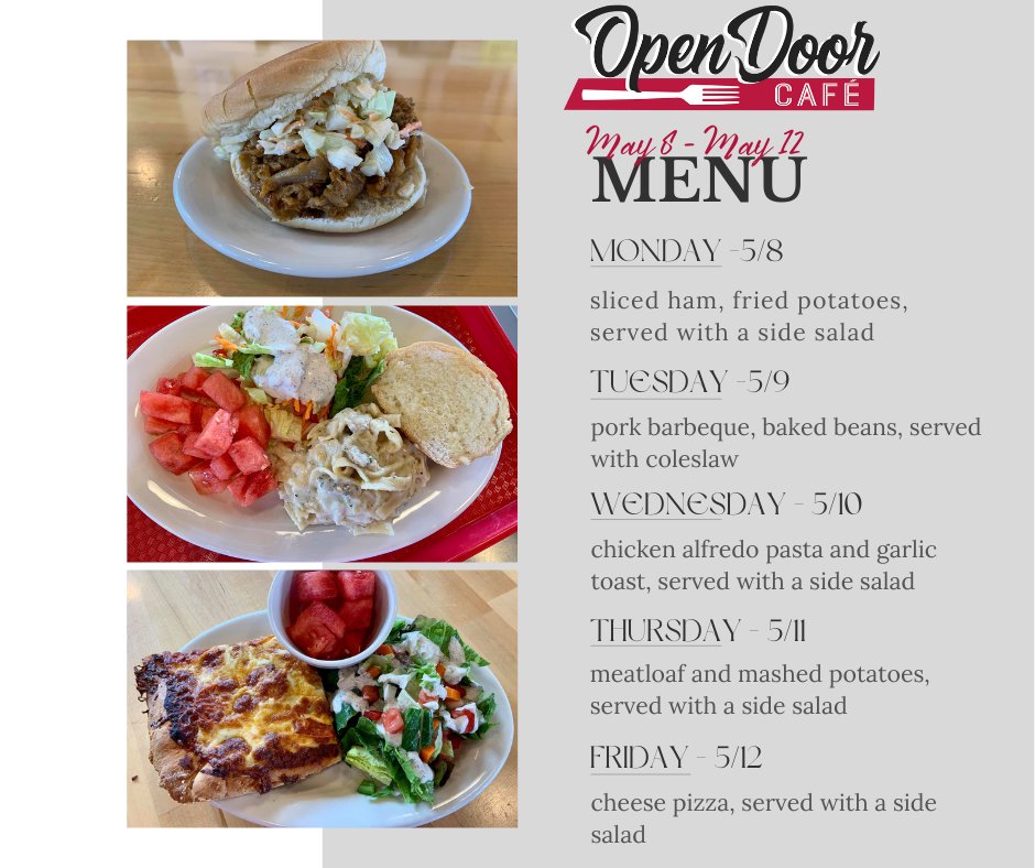 **Weekly Menu**

Dine in or carry out, Monday-Friday, 11 am - 2 pm. Everyone Eats Wythe Us! 

Chef prepared x made with love!

#everyoneeatswytheus #zerohunger #endhunger #wythehope