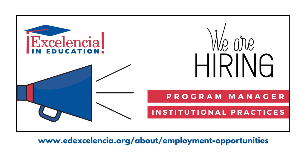 EdExcelencia's tweet photo. @EdExcelencia is looking for a Programs Manager to join our Institutional Practices team &amp; help accelerate #LatinoStudentSuccess by promoting Latino student achievement, conducting analyses to inform education policies &amp; advancing institutional practices→https://t.co/mlLGIa4K4Z https://t.co/fH3vHBBtwI