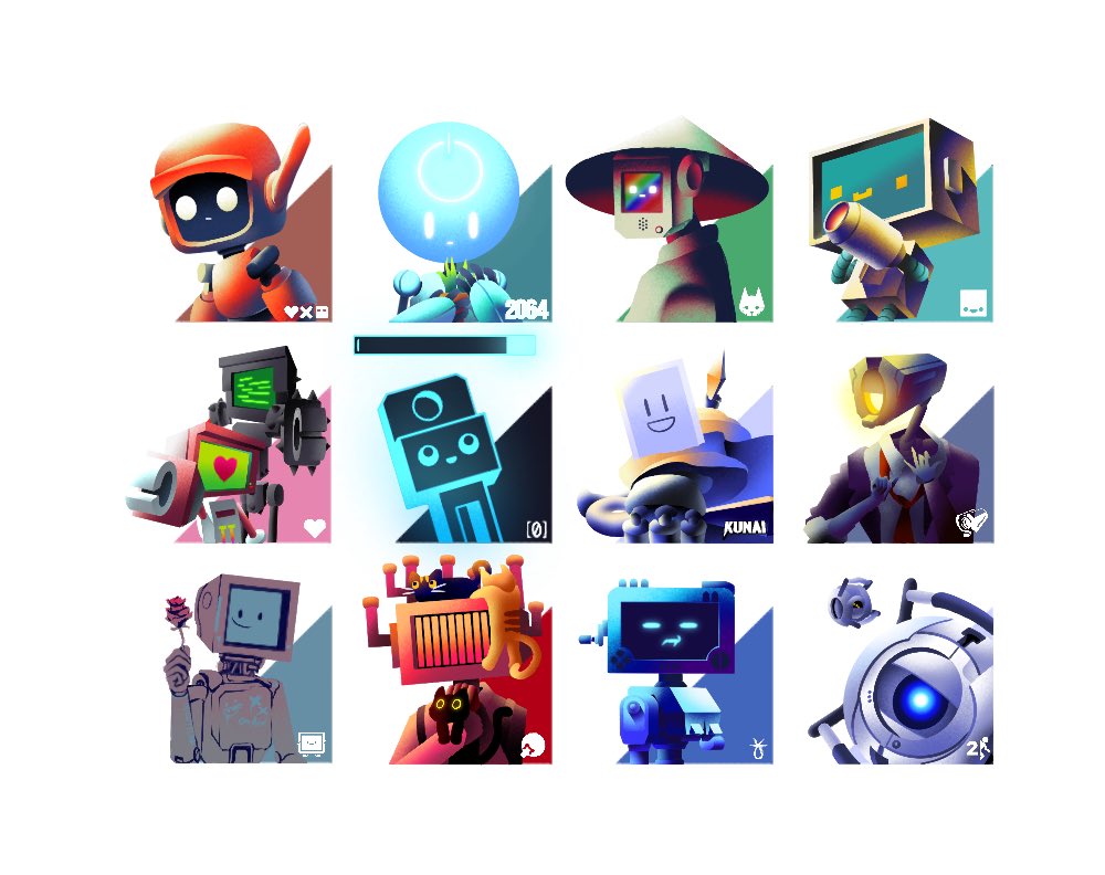 Monitorian's tweet photo. Some robots I like
#lovedeathandrobots #2064readonlymemories #straygame #enterthegungeon #heartandslash #event0 #kunai #ultrakill #cytus2 #OneshotGame #Inscryption #portal2 https://t.co/jlw95laRP8