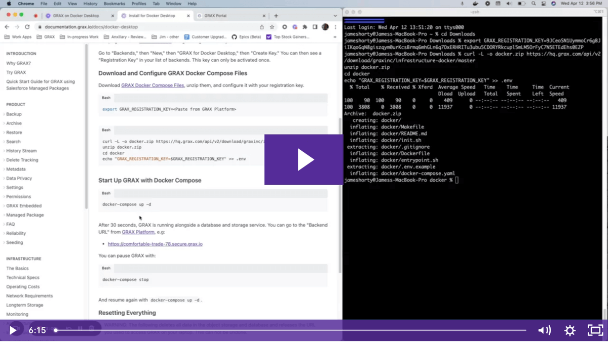GRAXdv's tweet image. ICYMI you can now get GRAX set up for Salesforce #backupandrecovery in just minutes. Check out this GRAX Labs video and discover how GRAX on @Docker can simplify your Salesforce #data protection strategy: getgrax.co/41utQQZ #SalesforceBackup #Docker #DataProtection
