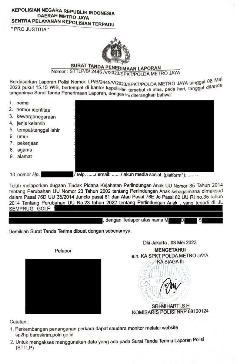 mangatta_'s tweet photo. Sore ini kami resmi melaporkan MDS Ke Kepolisian atas dugaan kekerasan seksual, berdasarkan Tindak Pidana Persetubuhan/ Perbuatan Cabut thd Anak sbgmn Psl 76D Jo Psl 81 dan/atau Psl 76E Jo Psl 82 UU Perlindungan Anak https://t.co/YPoCc42Ooj