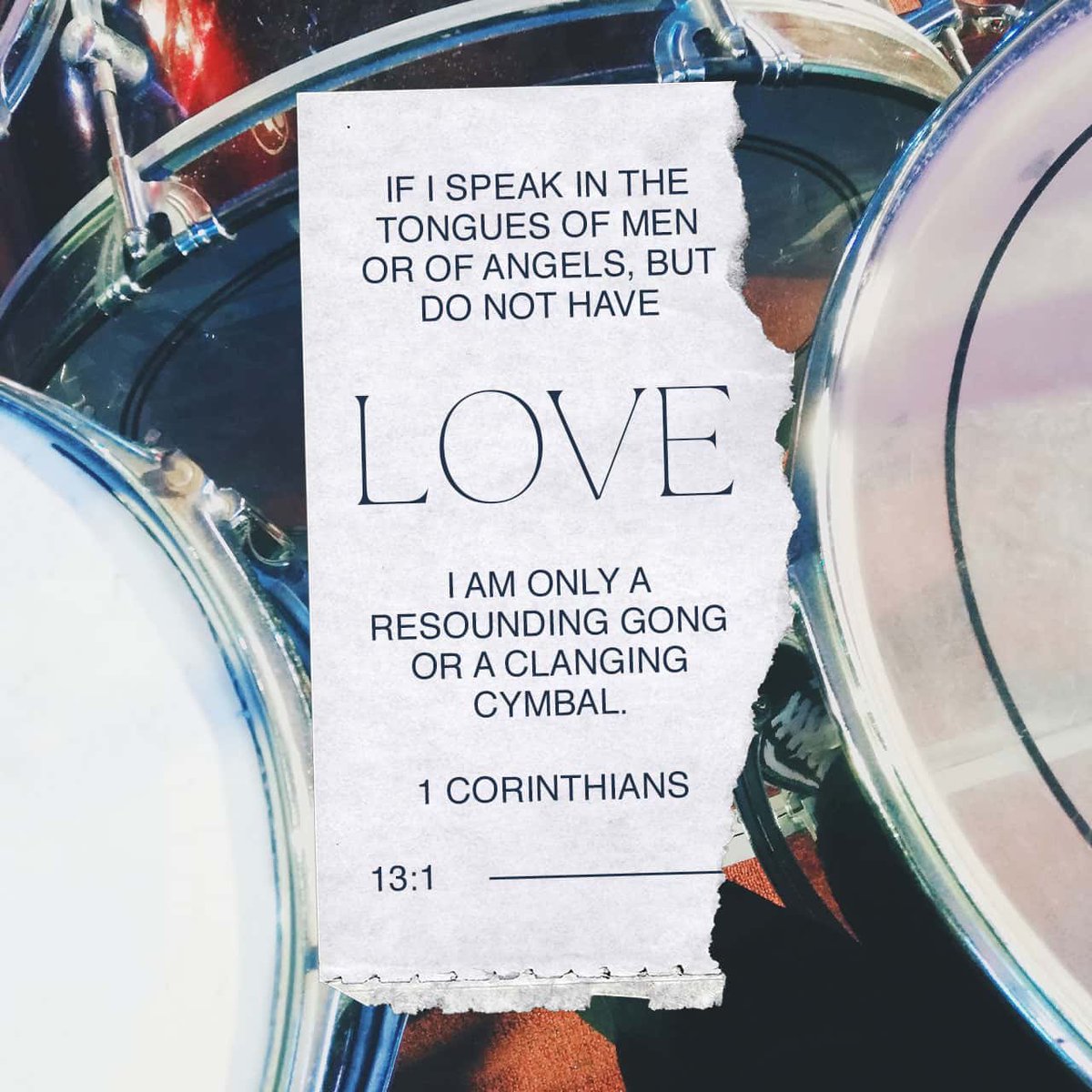 A sounding gong or clanging cymbal is jarring and unpleasant.  That is the description of religious achievement without love.   bible.com/bible/114/1co.…