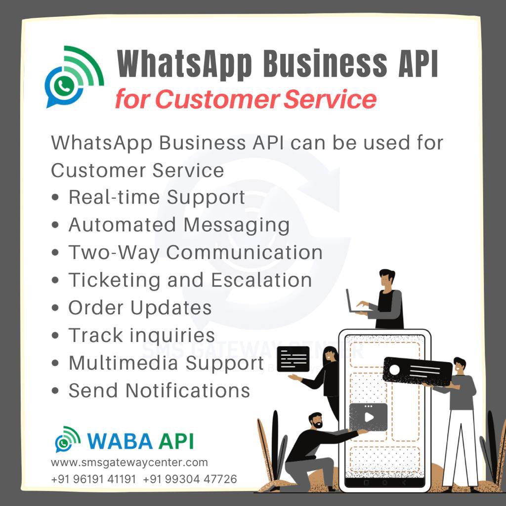 WhatsApp Business API for Customer Service

smsgatewaycenter.com/whatsapp-busin…

#WhatsAppBusinessAPI #CustomerService #RealTimeSupport #AutomatedMessaging #TwoWayCommunication #Ticketing #Escalation #OrderUpdates #InquiryTracking #MultimediaSupport #Notifications