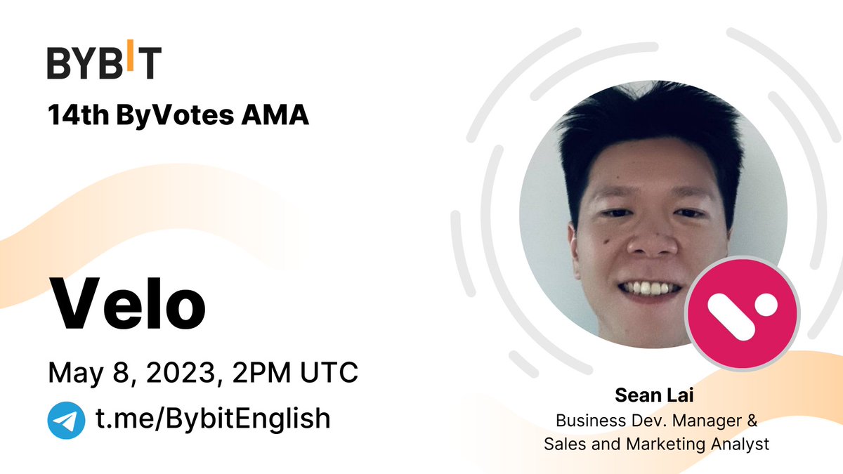Bybit_Official's tweet photo. Here comes the 14th #ByVotes! This time, we're shining the spotlight on $VELO

Join our Global Telegram AMA with Sean Lai, BDM, Sales and Marketing Analyst of Velo Labs @veloprotocol Today, May 8, 2PM UTC

Stay tuned: https://t.co/z3KI1dFuom

#Bybit #TheCryptoArk https://t.co/eNDw0vQJO9