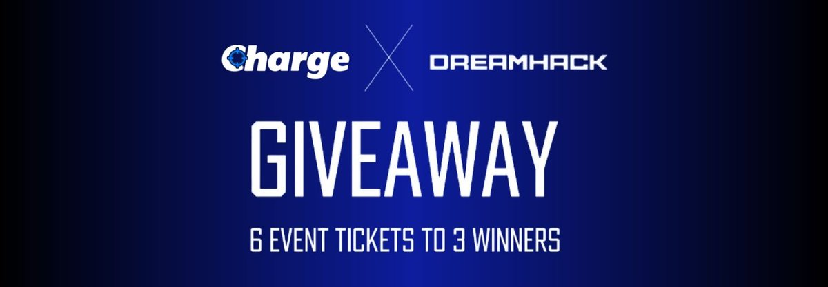 Charge is going to <a href="/DreamHack/">DreamHack</a>! 😍

We are giving away 6 Dreamhack event tickets to 3 winners!! 🥳

Enter the competition here : gleam.io/3HY1r/charge-d…

Best of luck and hope to see you there!! 👋