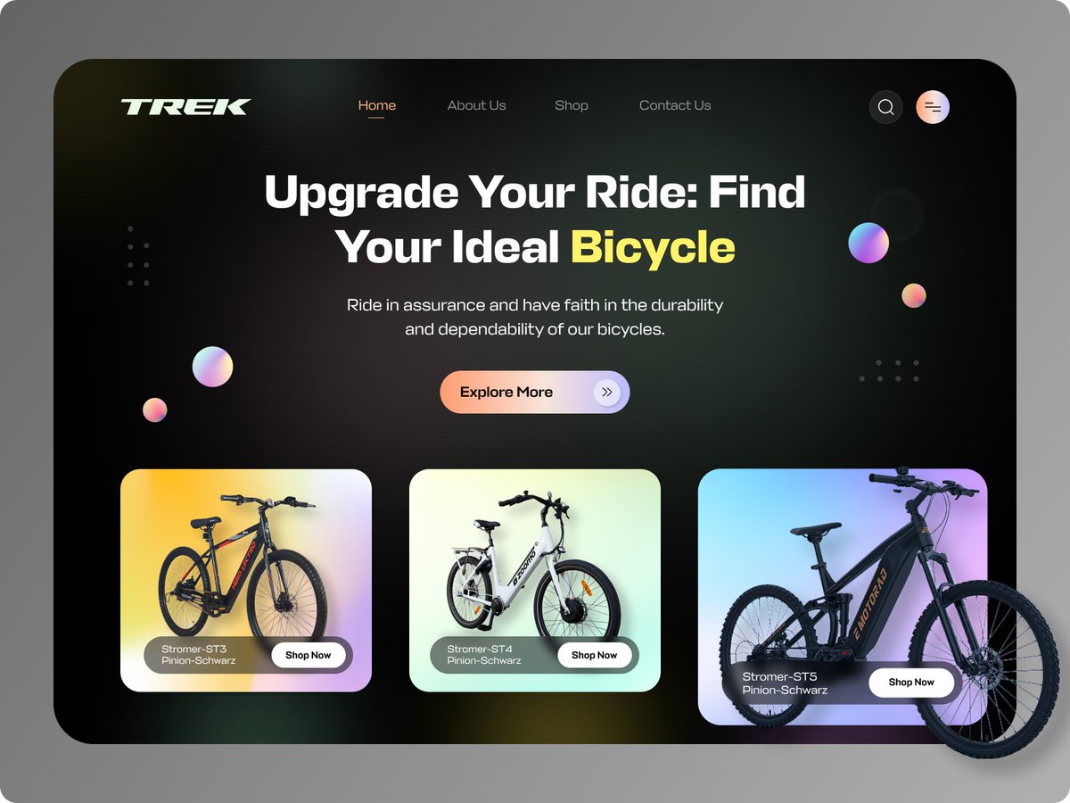 ElenaLupprich's tweet photo. Get your dream bicycle🚴♀️ without leaving home🏠!
Check out our user-friendly web design for a wide range of bikes🚵♂️, filter by price or brand, and read detailed reviews.
https://t.co/tROG3z9Kw6
#bicyclestore #onlineshopping #uidesign #ecommercewebsite #UIUXDesigner @dribbble https://t.co/XBGBEc0pwR