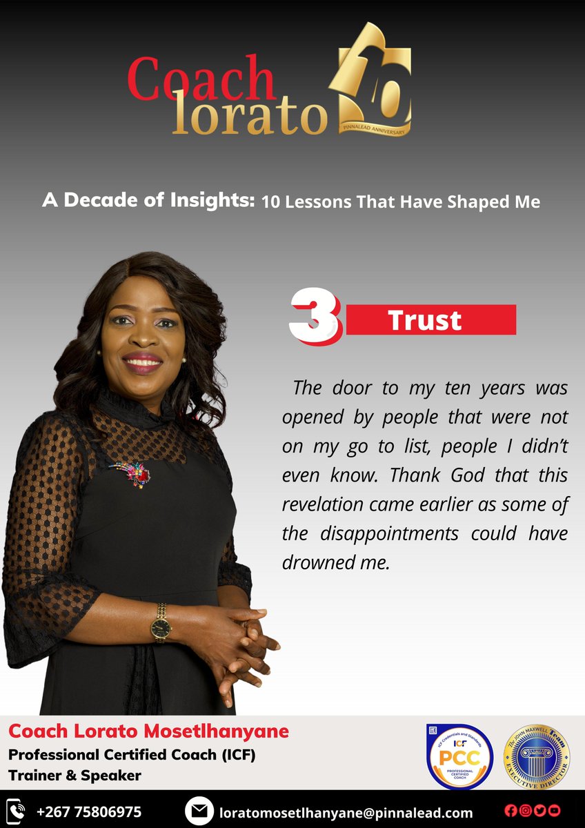 loratomos's tweet image. A Dedicate of Insights!

Lesson #3 TRUST

...Thank God that this revelation came earlier as some of the disappointments could have drowned me.

Coach  Lorato Maano-Mosetlhanyane

#Insight3
#lessonslearnt
#MondayMotivation
#CoachLorato