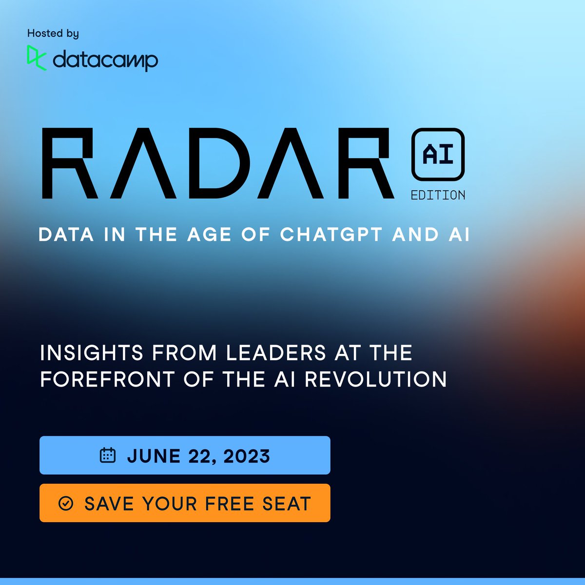 Announcing #RADARAI: a special edition of our annual RADAR event featuring leaders at the forefront of AI transformation. Throughout, we’ll focus on how individuals and organizations can succeed with data in the era of AI, featuring speakers from @Microsoft, @thoughtspot,…