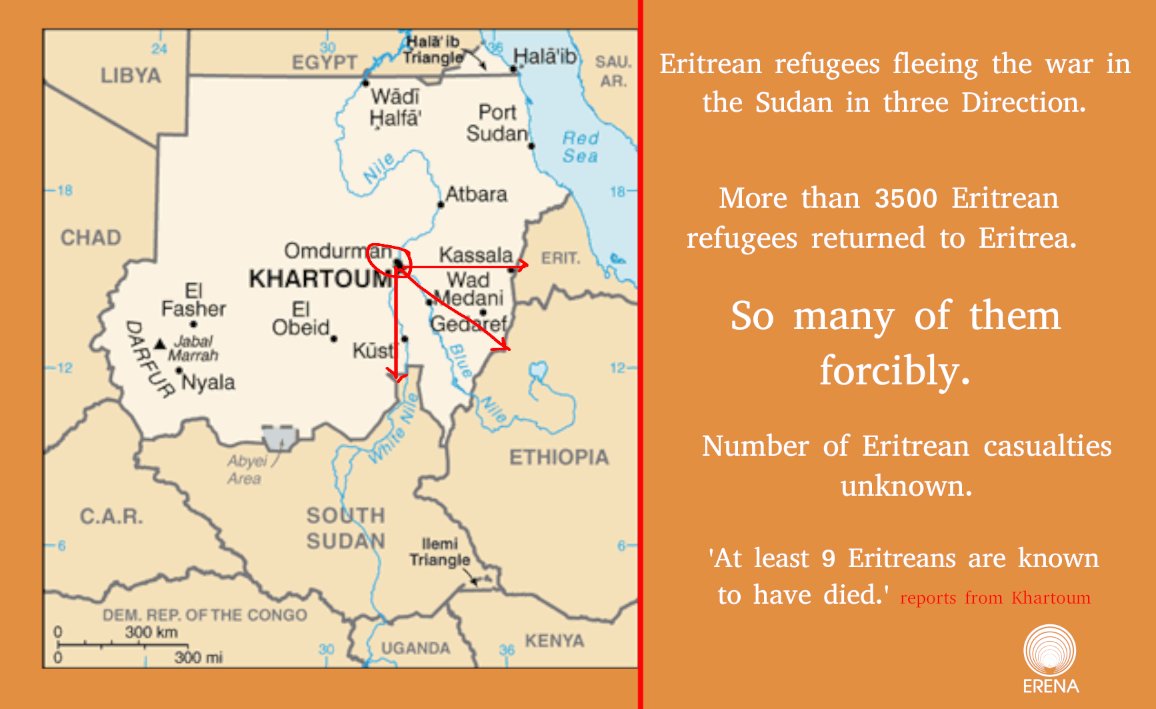 RadioErena's tweet photo. #Eritrean #refugees fleeing the war in the #Sudan in three Direction.  More than 3500 Eritreans returned to Eritrea. So many of them forcibly.
More@ https://t.co/KMSLfIdZEO https://t.co/otZPdhmOZN