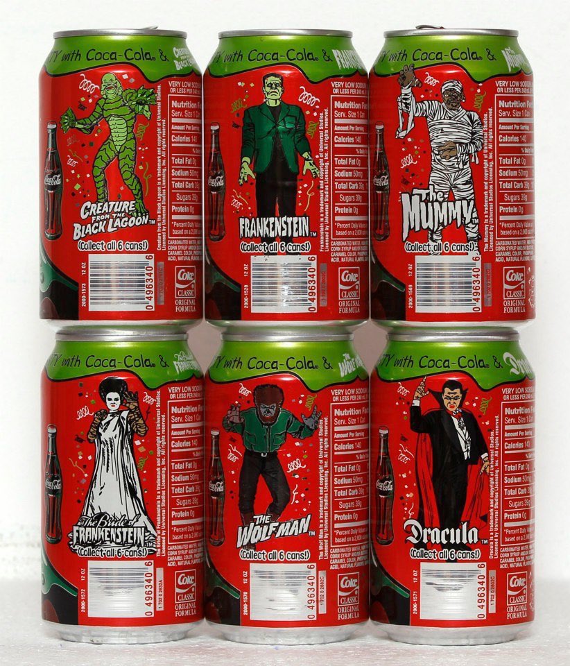 It’s #NationalHaveACokeDay!
UNIVERSAL MONSTERS Coke Cans from 2000.
#HaveACokeDay 
#UniversalMonsters 

*The Monster cans were out in October for a contest to win a trip 
to Universal Studios. They were only sold in Michigan and were 
very hard to find.

ad-informatica.com/davideandreani…