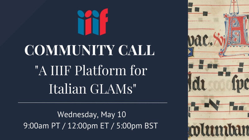 “Una piattaforma IIIF per i GLAM italiani” - un panel online dove ACS, EDL, <a href="/M_L_O_L/">MLOL</a> e <a href="/Hyperboreasrl/">Hyperborea</a> discuteranno diversi progetti illustrando la flessibilità del protocollo IIIF per collezioni e pratiche molto diverse. 10 maggio, su Zoom. Link qui:
italy.iiif.link/t/a-iiif-platf…