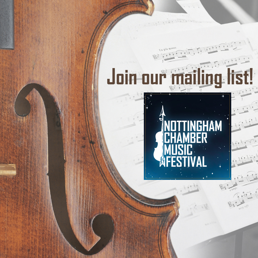 Are you ready to hear live music in Nottingham? Ever been curious about what the Nottingham Chamber Music Festival offers? 🎶🎵🎻

Then join our mailing list to keep up with Festival news!
Sign up here: ➡️ bit.ly/3fx3Qik