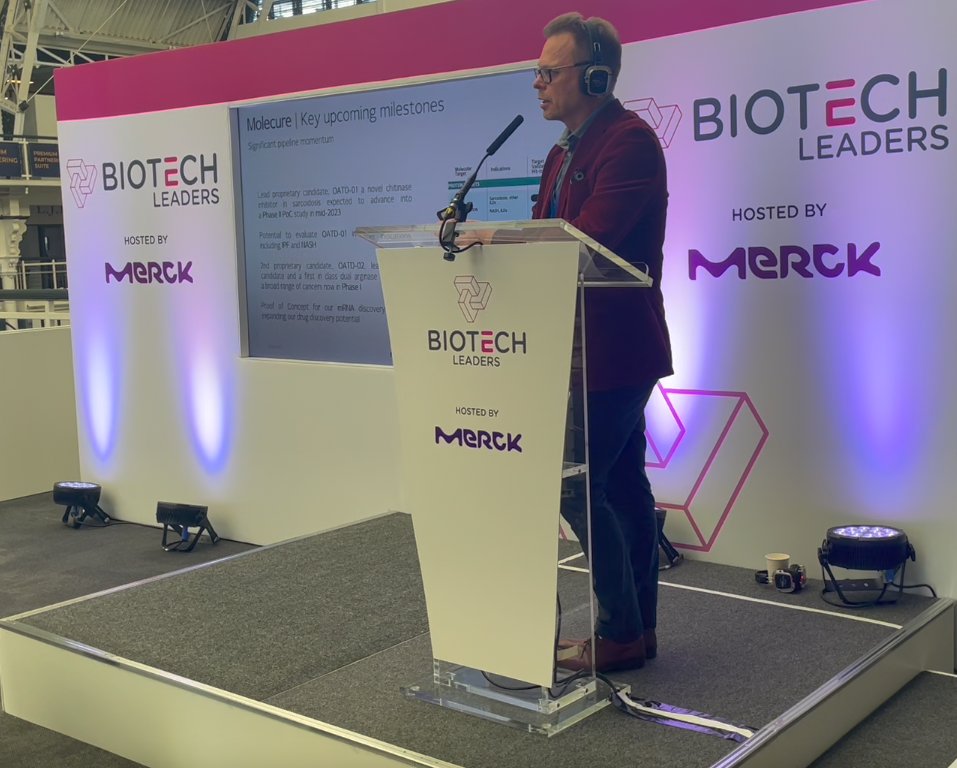 molecure_sa's tweet photo. Last week our CEO, Marcin Szumowski was delighted to present at LSX in London 🇬🇧.

Marcin spoke a.o. about the key factors underlying Molecure's success as well as highlighting its rapidly advancing first in class clinical pipeline including #OATD01 and #OATD02. https://t.co/ON3DnsJ6ml