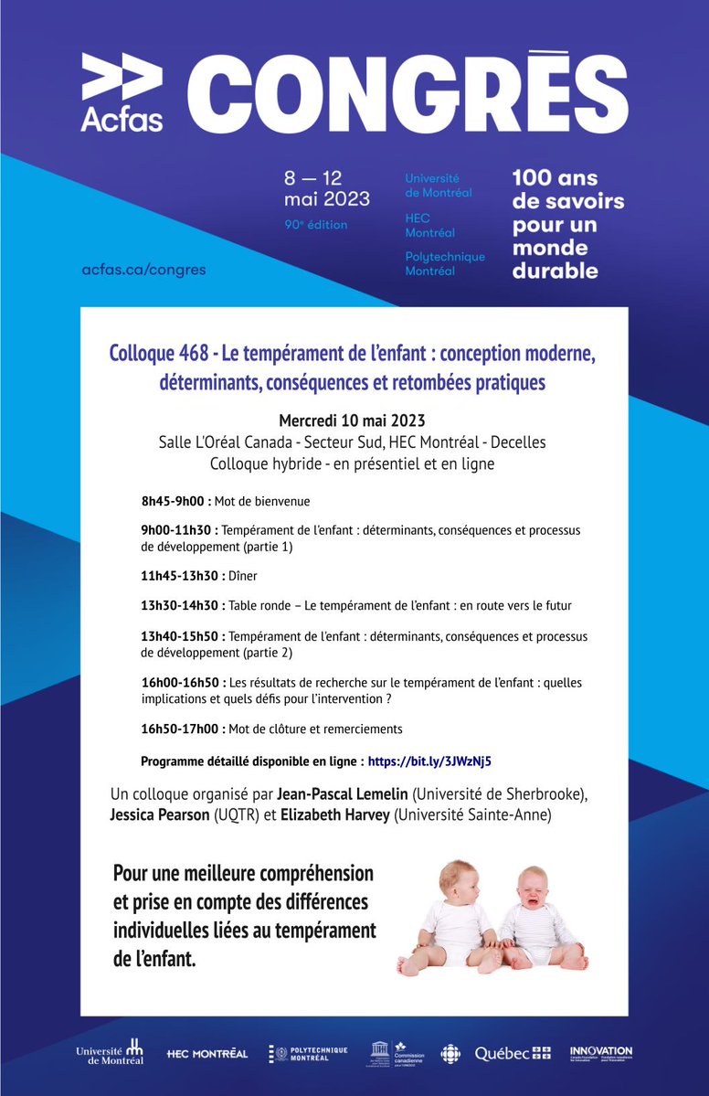 ProjetStep's tweet image. 🗣️Le 10 mai prochain, Julia Garon-Bissonnette présentera des travaux du projet STEP au colloque sur le tempérament de l’enfant (#468) dans le cadre du 90e congrès de l’@_ACFAS.

Pour davantage de détails sur l'événement : acfas.ca/evenements/con…

@CRIPCAS @UQTR