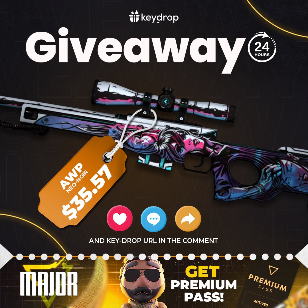 keydropcom's tweet image. Giveaway on AWP | Neo-Noir🎁

👊 Just leave ❤️ under the post!
🤝 Follow us!
🔁 Retweet!

⏰ Wait 24 hours!

#freeskins #csgoskinsgiveaway #csgoskinsfree #giveaway #airdrop #csgocases #csgocase #csgocommunity #csgoesport #skins #csgoskins #keydrop #keydropcom