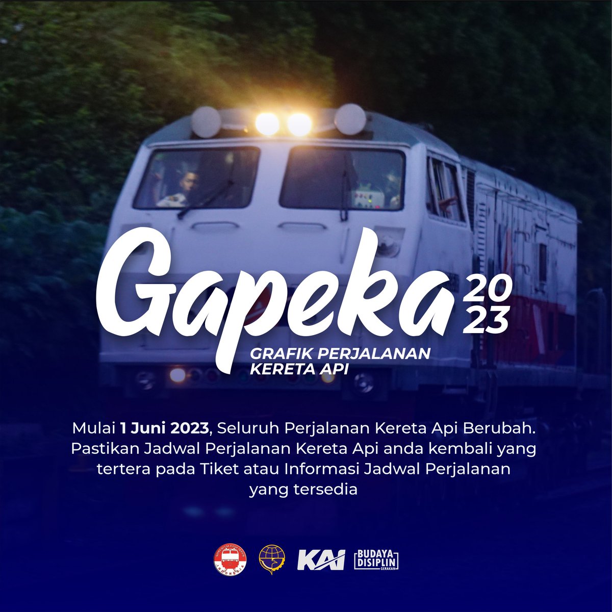 GAPEKA BARU, PERJALANAN KERETA API SEMAKIN CEPAT DAN BERTAMBAH

Sudah tahu mulai 1 Juni 2023 seluruh jadwal Perjalanan Kereta Api mulai berubah? Pada GAPEKA 2023, KAI melakukan beberapa penyesuaian seperti efisiensi waktu perjalanan serta penambahan jumlah perjalanan KA lho.
