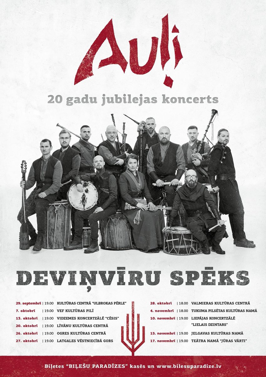 Spēlējot dūdas, nemanot ir paskrējuši jau 20 gadi dūdu un bungu mūzikas grupas "Auļi" sastāvā 🎶. Tiekamies rudenī Auļu jubilejas koncerttūrē lielākajās Latvijas koncertzālēs🇱🇻. P.S. Priecāšos, ja padalīsies ar šo ziņu tālāk🙌🏻.  #auli #folkmusic
