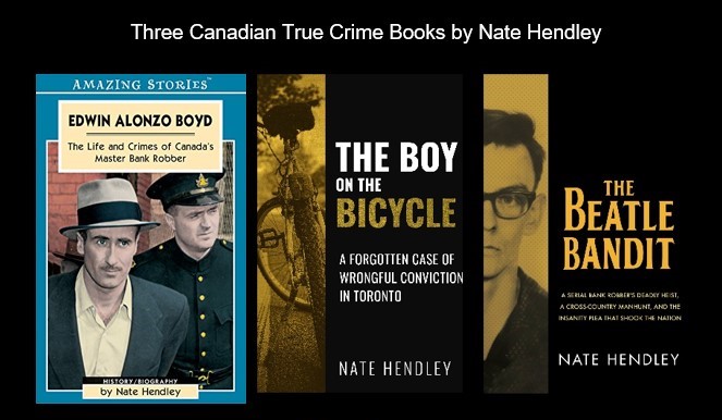 Three of my true-crime books.

Beatle Bandit at Amazon amzn.to/3KQZ90P

Boy on the Bicycle at Amazon tinyurl.com/3fbnkeny

Boyd at Indigo  tinyurl.com/y4bl4gv2 + Kobo tinyurl.com/y54akqtz

<a href="/dundurnpress/">Dundurn Press</a> <a href="/LorimerBooks/">James Lorimer & Co</a> #truecrime