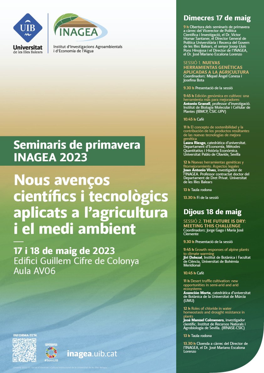 Inagea_es's tweet photo. Os anunciamos los seminarios de Primavera del #Inagea que tendrán lugar los próximos días, 17 y 18 de mayo en el campus de la @UIBuniversitat 
Aquí tenéis el programa definitivo. Os esperamos! https://t.co/RKpaEEVfgd