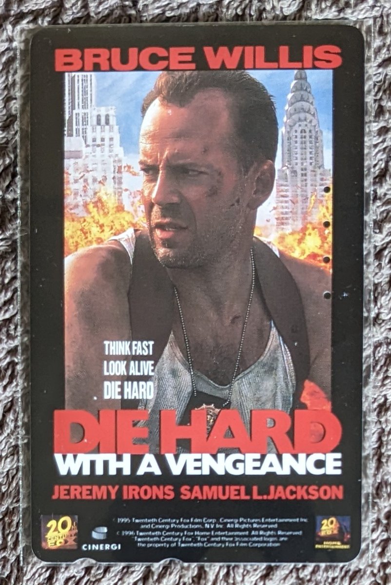 VodkaWick's tweet image. Télécarte japonaise Die Hard with a Vengeance

#Télécarte #Phonecard #Japon #DieHardwithaVengeance #DieHard3 #Unejournéeenenfer #JohnMcTiernan #BruceWillis #20thCenturyFox #TwentiethCenturyFoxFilmCorporation #CinergiPictures
@20thcentury