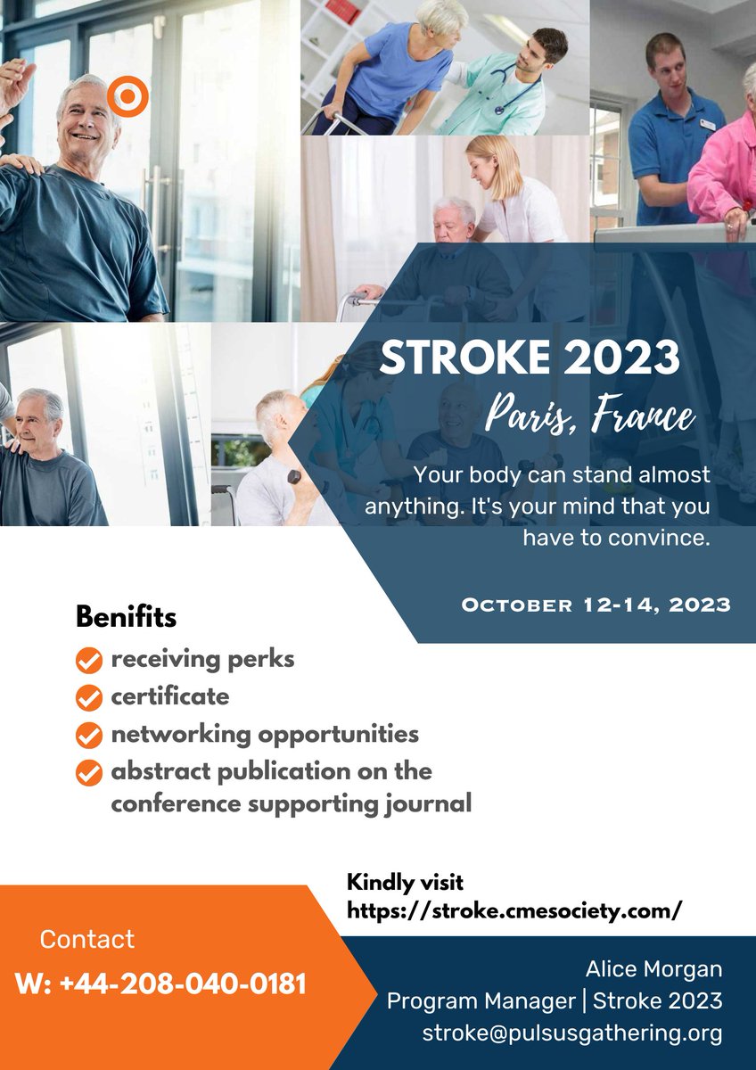 AliceMorga88228's tweet photo. The Stroke 2023 Conference is the premier event for those interested in improving stroke outcomes. With sessions on multiple topics. Register today and be part of the occasion! Visit:https://t.co/b6SKMQXw3f @ESOstroke @TheStrokeAssoc @StrokeRecoverMB @SfNtweets https://t.co/E1yMwcRj8D