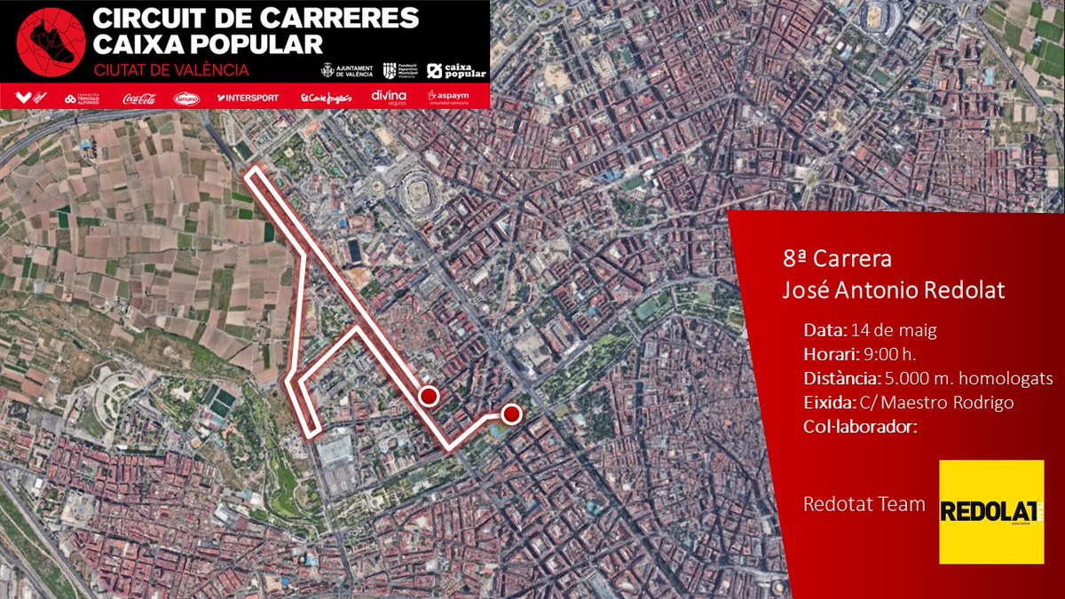 FDMValencia's tweet photo. Recuerda que estás a tiempo de inscribirte en la prueba de nuestros amigos @RedolatTeam en la 8ª Carrera José Antonio Redolat

¡INSCRÍBITE! https://t.co/pvvWgcSvdi

🗓️ 14 de mayo 
🕕 9.00h 
📈 5K homologada RFEA
📌Av. Maestro Rodrigo
👟Carreras infantiles
🚶'A tu Ritmo' https://t.co/147gW49Ouc