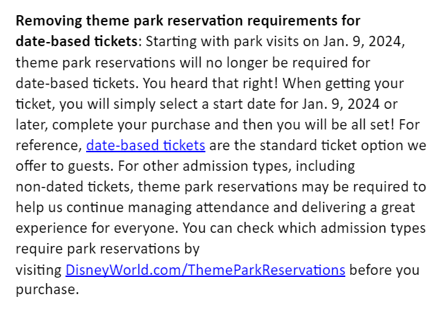 Theme Park Reservations No Longer Needed for Date-Based Tickets