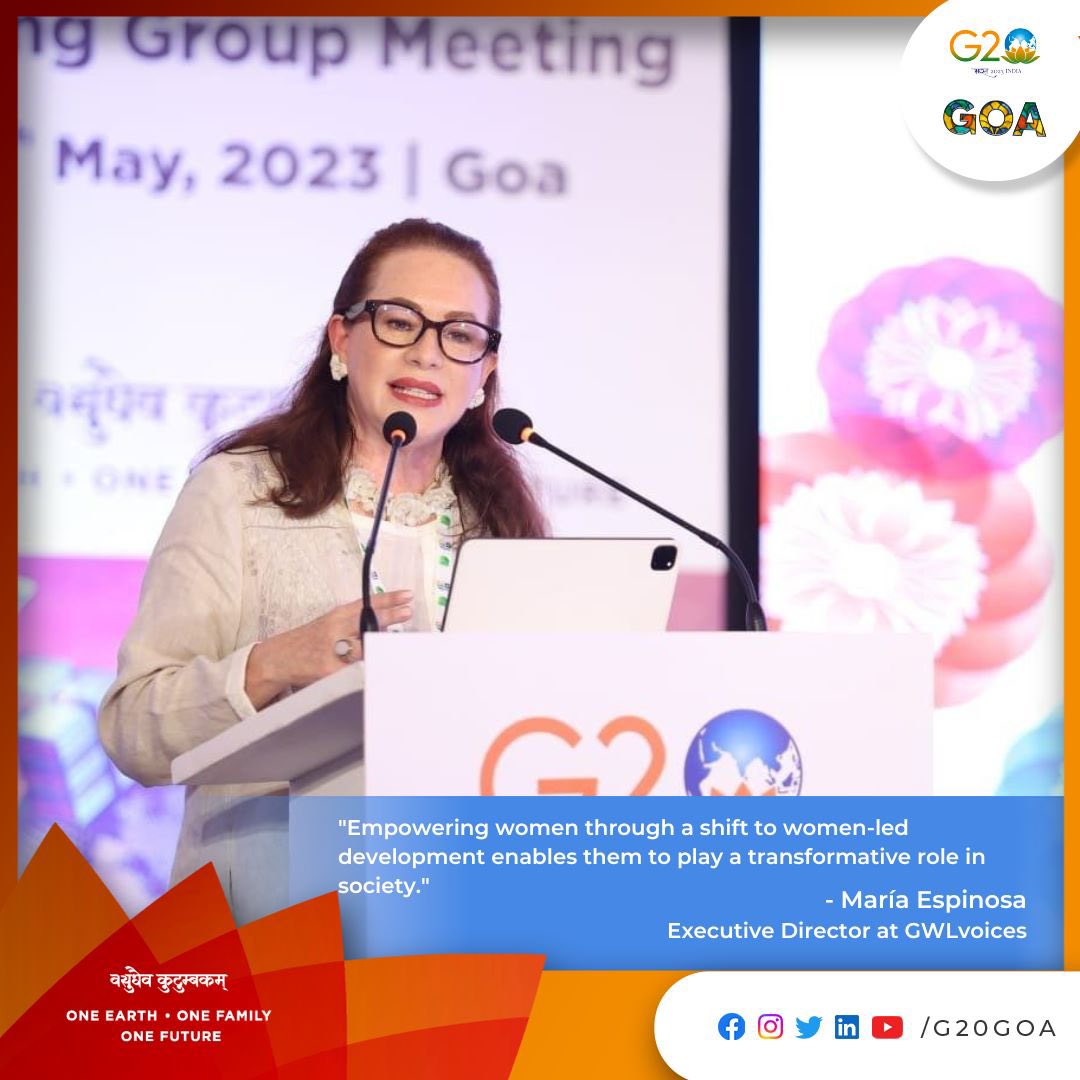 The 3️⃣rd #G20DWG Meeting in #Goa begins with a side event on Women-led Development, a key priority for India’s Presidency
Key takes from the speakers of Panel discussion focused on gender equality & women-lead development emphasising on participation of women in decision making
