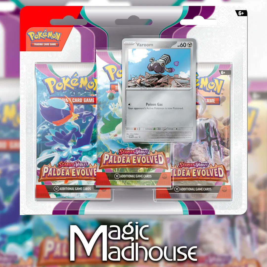 Magic Madhouse on Twitter "RT magicmadhouse POKEMON SV Paldea Evolved 3 Pack Blister Varoom