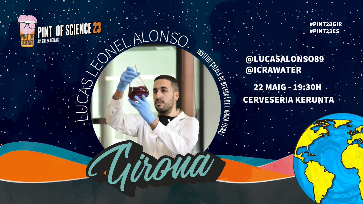Girona7ciencia's tweet image. Queden només 2 setmanes pel festival @pintofsciencees !!!
22 de Maig, 19:30h al #Kerunta
"Gestió de l'aigua en granges i cultius"
Per @lucasalonso89 del @icrawater, i Sebastián Echeverría del @irtacat
#PINT23GIR #PINT23ES
Patrocina: @icrawater @idibgi @c4dudg @EUERAM  @btmsound