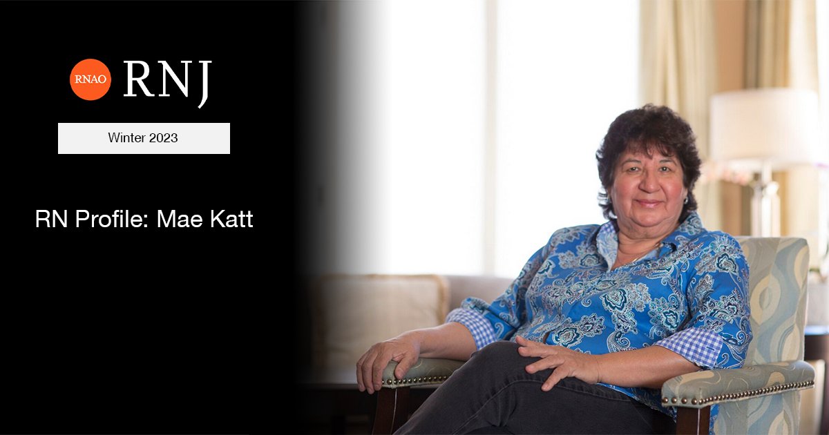 .<a href="/MaeKattNP/">Mae Katt</a>'s experiences growing up on a small reserve inspired her to be the nurse practitioner she is today.

Learn more in the latest #RNJ issue: RNJ.RNAO.ca/rn-profile/bla…

Become an RNAO member to gain full access to all RNJ stories: Join.RNAO.ca
<a href="/DorisGrinspun/">Dr. Doris Grinspun 🇨🇦 RN, PhD, FAAN, O.ONT</a>