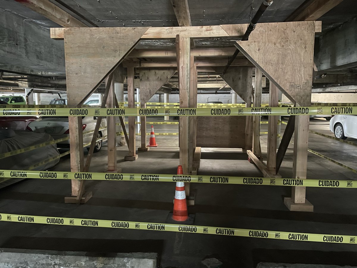 AlphaStructural's tweet image. This parking garage was having issues with severe spall damage. Our team quickly responded by implementing emergency shoring.

#EmergencyShoring #Spalling #Safety