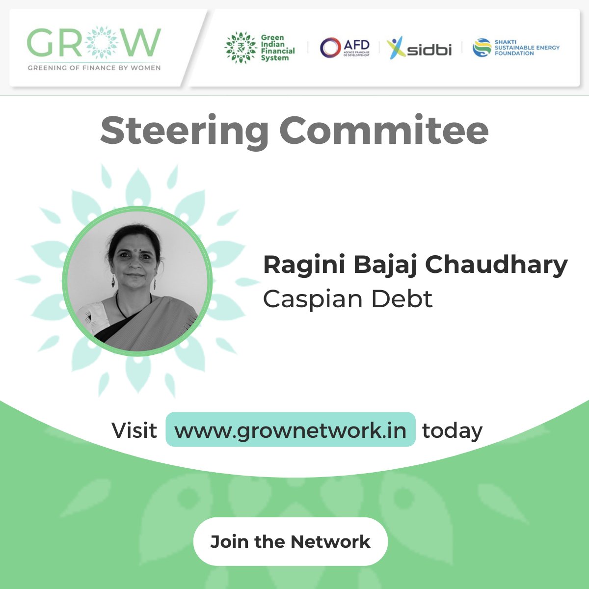 Meet the stellar women steering the #GroWNetwork!

Ragini Bajaj Chaudhary, is a development finance professional with 20+ years of experience in microfinance, impact investment and mainstreaming gender.

Join the network: bit.ly/GroWWithUs

#climatefinance #greenfinance