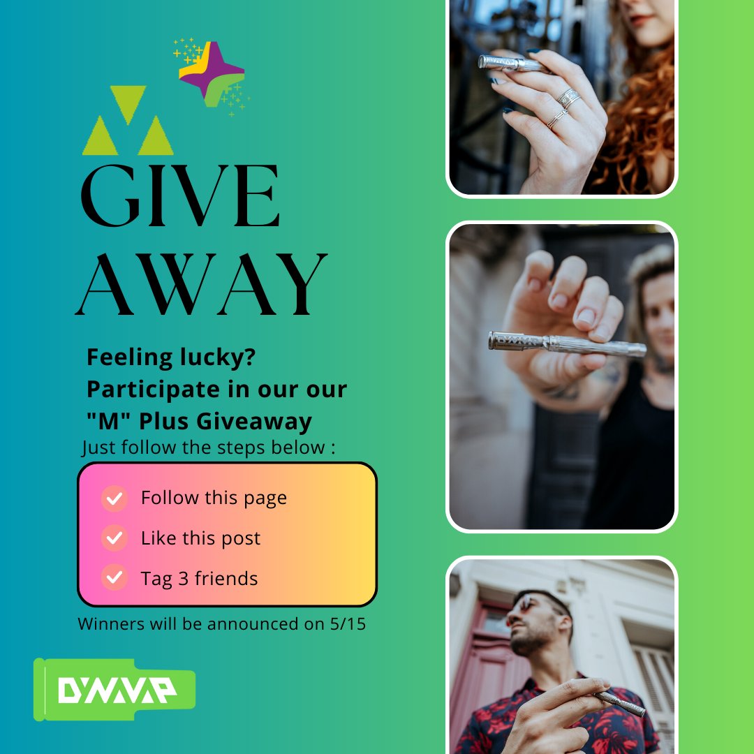 🎉 GIVEAWAY ALERT! 🎁

🔥 Win a DynaVap M Plus! 🚀

To enter: 1️⃣ Follow @DynaVap. 2️⃣ Like this post. 3️⃣ Tag 3 friends.
🏆 1 winner per platform. 📆 Winners announced next Monday.
Good luck! 🍀
#DynaVap #Giveaway #WinMPlus #VapingCommunity