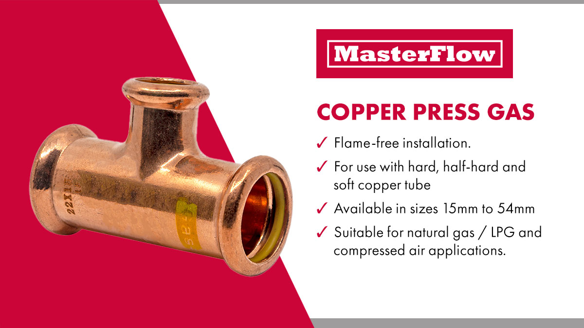 MasterFlow_UK's tweet photo. The MasterFlow #gasfitting catalogue offers more than #valves and hoses, we also stock a range of #pressfit items that are perfect for gas installations https://t.co/52X7I0QWP4 https://t.co/i9ysh1BOW4
