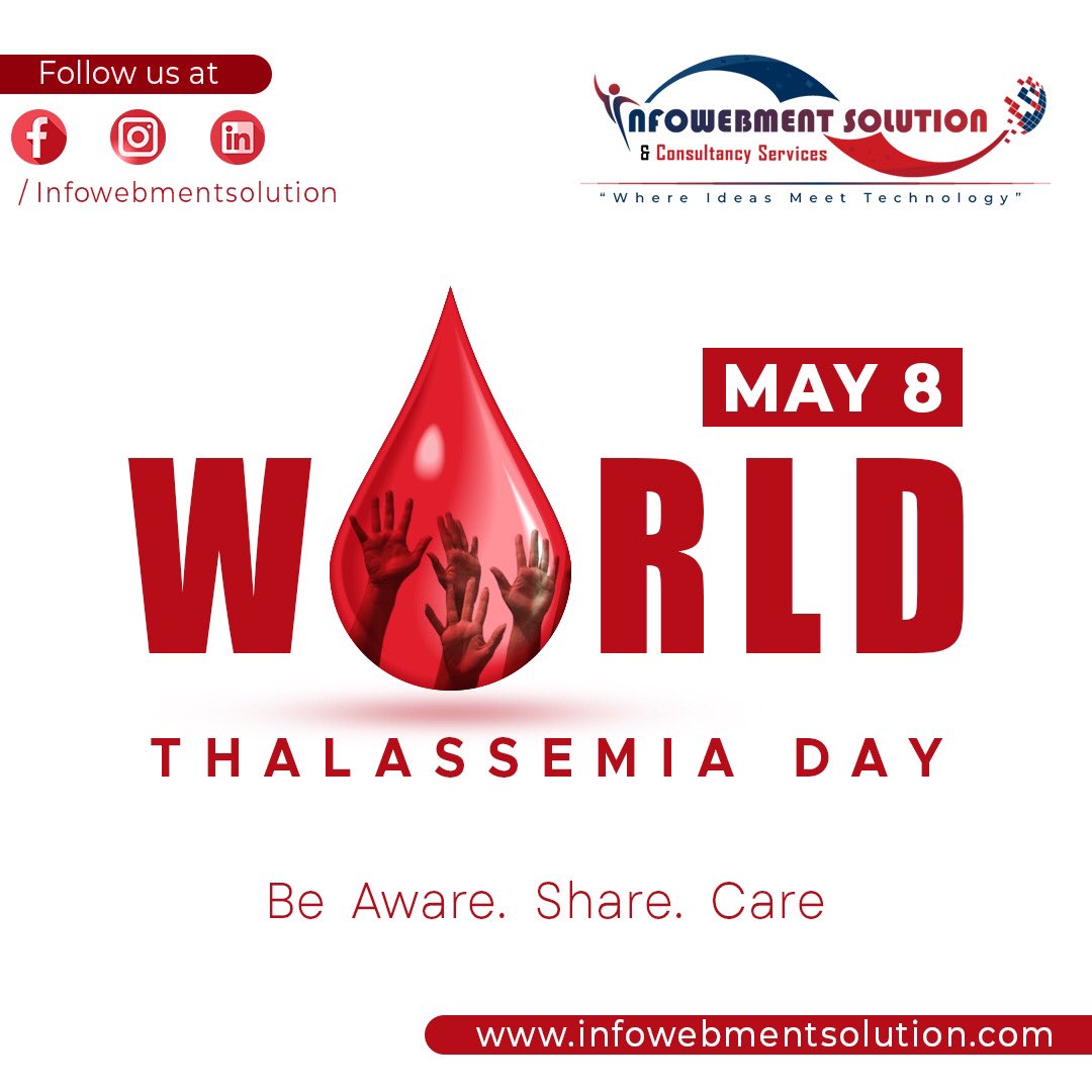 InfowebmentS's tweet photo. Thalassemia patients need blood every month. Your blood has the power to bring back a life!!Thalassemia is a blood disorder that affects hemoglobin production, making it hard to live a regular life. Be a donor and save someone’s life on this #WorldThalassemiaDay. https://t.co/VI77sCzcmo