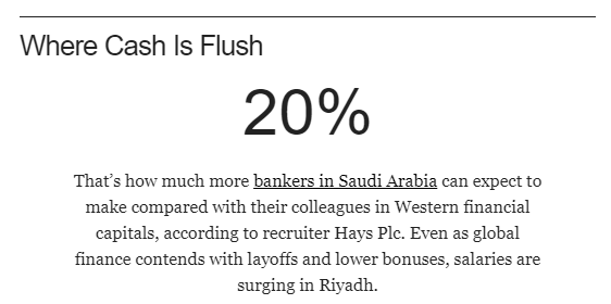 LIBORsquared's tweet image. Show me one banker in NY or LDN who&apos;ll move to Saudi Arabia for a 20% bump in comp, @business $GS $MS $JPM