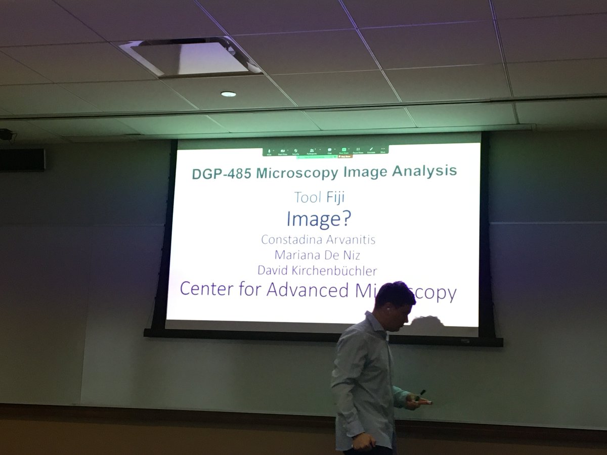 CAM_NUChicago's tweet photo. As part of CAM/NIC teaching activities @NUFeinbergMed @NU_CDB our in-house expert image analyst David Kirchenbuchler gave a tour-de-force course covering image analysis. @FijiSc @NikonInst #Noise2Void @florianjug #CARE #CSBDeep #TensorFlow #WekaSegmentation #PCA A great teacher! https://t.co/nRlUZAvTqL