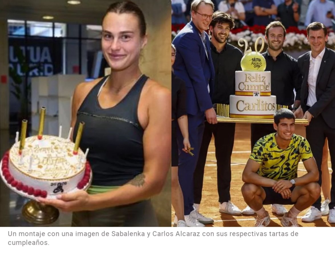 IreneMilln's tweet photo. Los dos cumplían años el mismo día ella 25 él 20  respectivamente, jugaban en él mismo torneo, pero alguien por lo que sea decidió el tamaño de las tartas.
@feliciano_lopez https://t.co/3C42JMiunt
