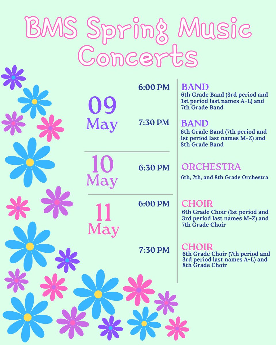It's CONCERT WEEK for our BMS Musicians!! We hope you can see all of their hard work and attend our concerts this week! See you there! <a href="/BrunswickOrch/">Brunswick Orchestras</a> @BMS_Bands2020
<a href="/BMS_choirs/">Brunswick Middle School Choir OH</a>