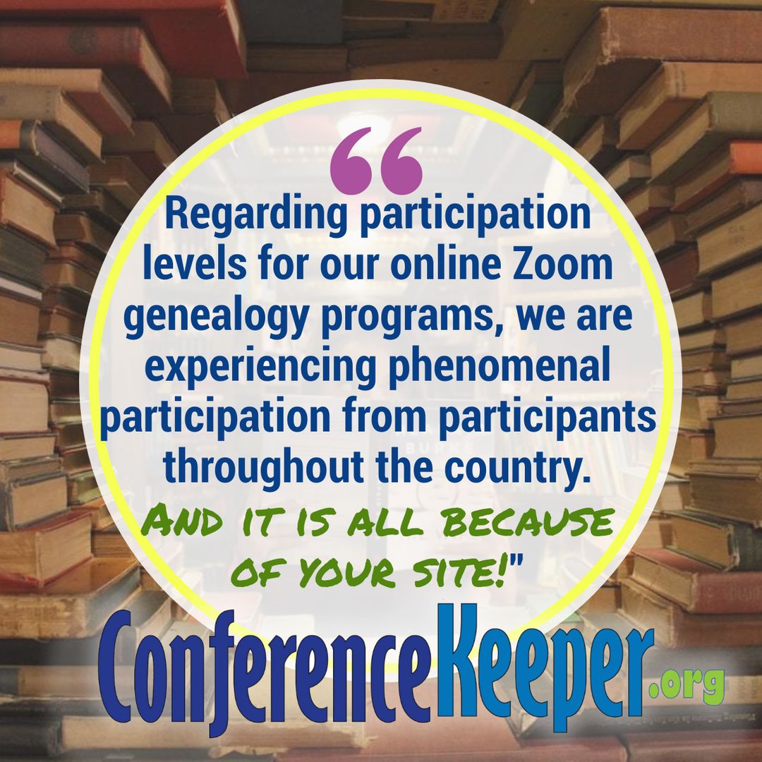 ConfKeep's tweet photo. ConferenceKeeper would love to share your society or library's #genealogy events! We promote genealogical and family history society events for free! Use the Submissions tab, or email info@ ! https://t.co/cFXBdetdot #familyhistory #DNA #ancestry #share #RT #free #genevent https://t.co/fD7xulJcC5