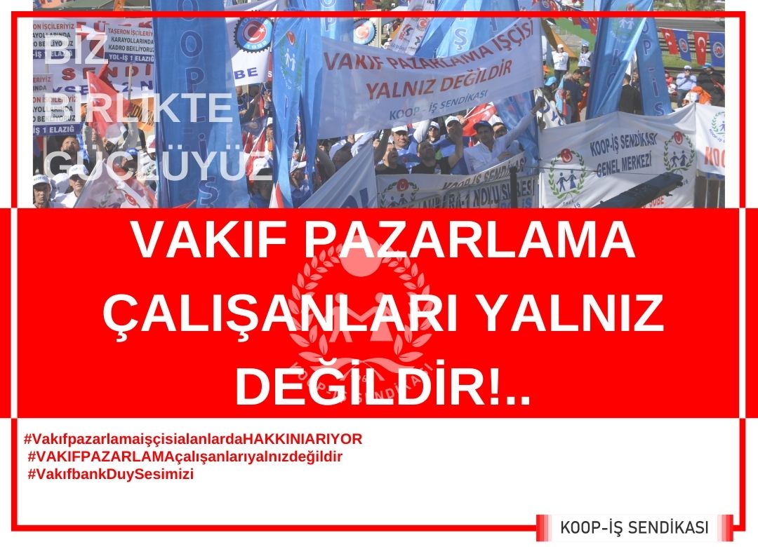 🔉Vakıf Pazarlama Çalışanları Yalnız Değil

🔉Vakıfbank işverenini  protesto ediyoruz

#VAKIFPAZARLAMAçalışanlarıyalnızdeğildir

🗓️ 10 MAYIS 2023 İSTANBUL 
⏰14.30
📌VAKIFBANK GENEL MÜDÜRLÜĞÜ ATAŞEHİR FİNANS MERKEZİ ÜMRANİYE

🗓️  11 MAYIS 2023 ANKARA
⏰ 14.30
📌TÜRKİYE VAKIFLAR