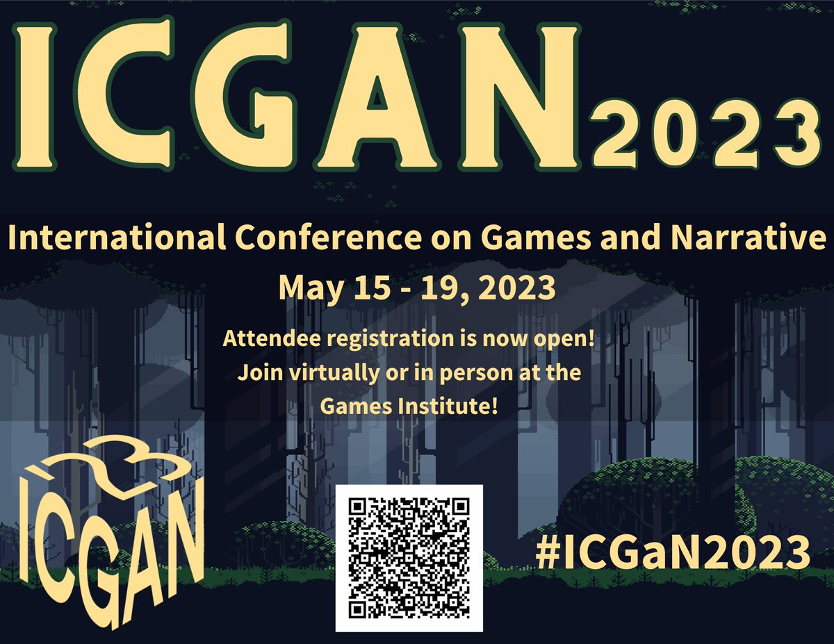 Registration for the International Conference on Games and Narrative is open! Attendees are welcome to join either virtually or in person at the Games Institute at @UWaterloo. Register today! university-of-waterloo.myshopify.com/collections/un… @uwaterlooARTS @uw_english @uwstratford