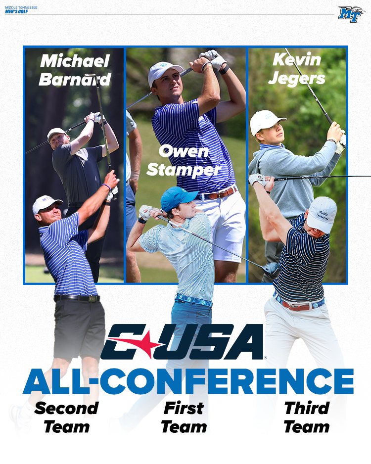MT_MGolf's tweet photo. ALL-CONFERENCE

We have three players named All-Conference for the fifth time in program history!

#BlueRaiders https://t.co/7e3VsU3BAR