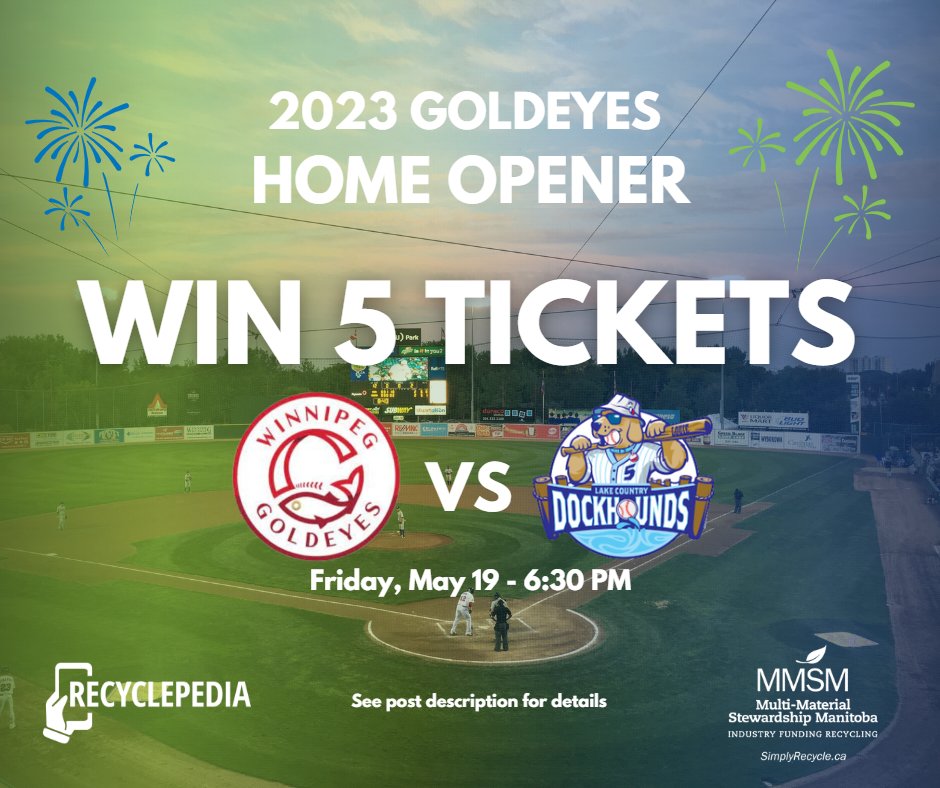 ⚾GOLDEYES HOME OPENER TICKET GIVEAWAY⚾

You could win 5 tickets to the <a href="/Wpg_Goldeyes/">Winnipeg Goldeyes</a> home opener on Friday, May 19—plus an MMSM prize pack! To enter:

-Like this Tweet
-Retweet
-Follow us

Contest closes Tuesday, May 16 at noon. We will contact the winner that afternoon.
